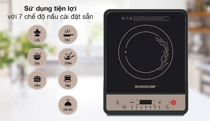 Bếp từ Sunhouse SHD6159 sử dụng các nút bấm điều khiển bằng cơ tay