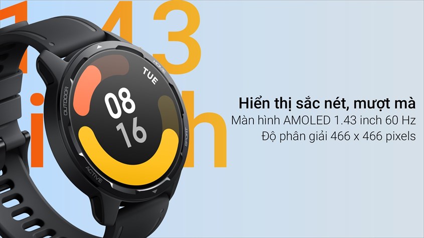 Xiaomi Watch S1 Active được trang bị tấm nền AMOLED sắc nét 