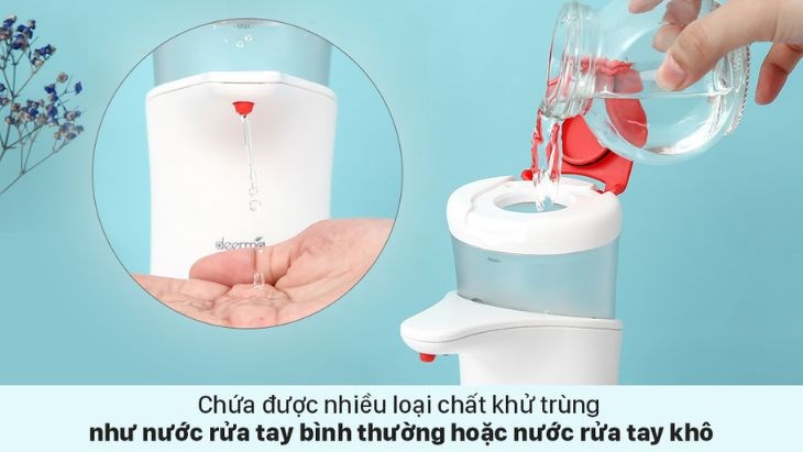 Máy rửa tay tự động thông minh DEERMA XS100 có dung tích bình chứa lớn, đựng được nhiều loại dung dịch sát khuẩn
