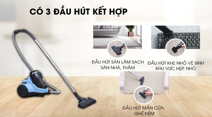Máy hút bụi dạng hộp Electrolux EC31-2BB sở hữu 3 đầu hút linh hoạt