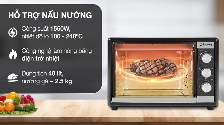 Lò nướng Sunhouse Mama SHD4240 40 lít sử dụng công nghệ làm nóng điện trở nhiệt, giúp thực phẩm chín nhanh