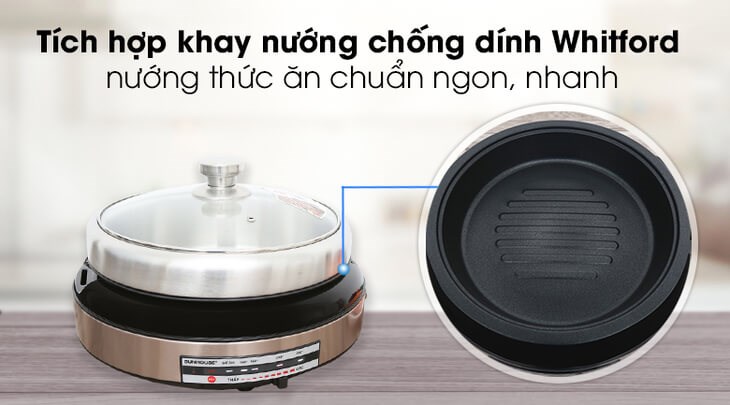 Nồi lẩu điện Sunhouse SHD4526 4 lít có tích hợp 2 chức năng lẩu nướng tiện lợi