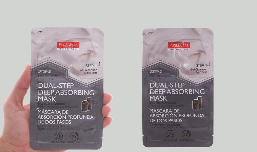 Mặt nạ lột 2 bước Than và Bơ làm sạch da se khít lỗ chân lông Purederm 13g