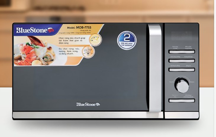 Lò vi sóng có nướng BlueStone MOB-7755 25 lít có khoang lò được làm bằng thép sơn tĩnh điện cho độ bền cao