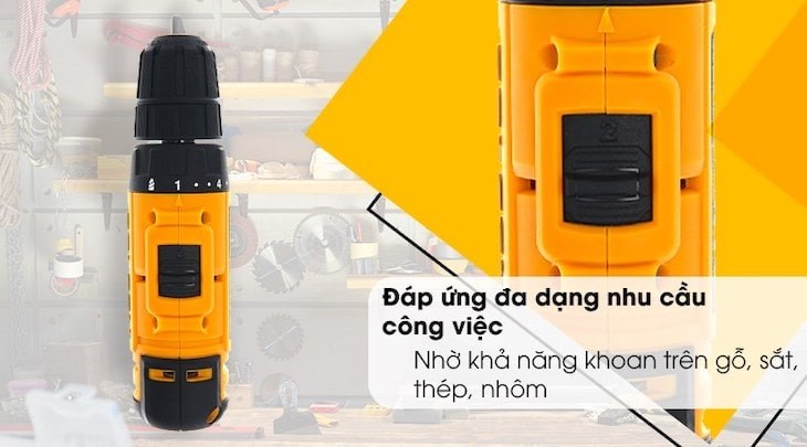 Máy khoan pin Tolsen 79036 12V phù hợp với đại đa số người dùng bởi có thể khaon trên nhiều bề mặt như gỗ, sắt, thép, nhôm