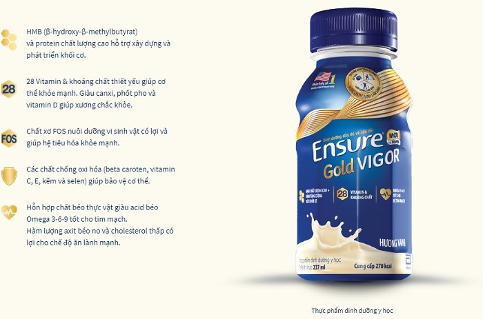 Sữa Ensure Gold Vigor hỗ trợ loãng xương, hồi phục chấn thương nhanh chóng