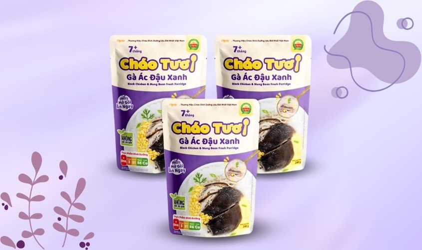 Combo 3 gói cháo tươi Cây Thị vị gà ác, đậu xanh 240g