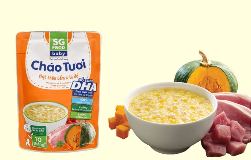 Cháo tươi SG Food Baby vị thịt thăn bằm, bí đỏ gói 240g