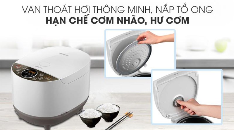 Nồi cơm điện tử Philips 1.8 lít HD4515/55  có thiết kế nắp trong tổ ong hạn chế đọng hơi nước, giữ cơm lâu hư hơn, thiết kế dễ tháo rời tiện vệ sinh khi cần.