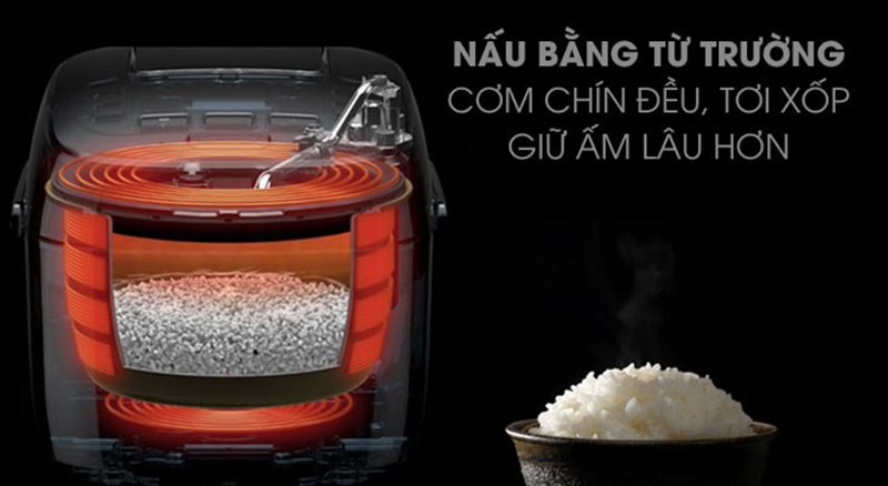 Nồi cơm điện cao tần Kangaroo 1.8 lít KG599N sử dụng công nghệ cao tần giúp cơm được nấu chín đều, thơm ngon, tơi xốp hơn
