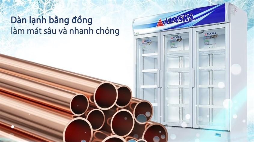 Tủ mát Alaska 1200 lít SL 14C3 sử dụng dàn lạnh bằng đồng giúp thực phẩm được bảo quản lâu hơn