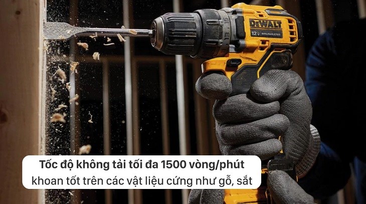 Máy khoan pin Dewalt DCD701D2-KR 12V sử dụng pin với tốc độ không tải mạnh mẽ 1500 vòng/phút