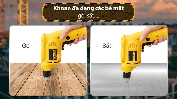 Máy khoan điện Dewalt DWD014-B1 550W hỗ trợ khoan trên đa dạng các bề mặt