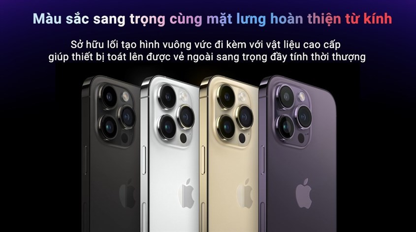 iPhone 14 Pro Max 1 màu đặc biệt là Tím, nâng tổng số màu của máy lên 4 là Đen, Bạc, Vàng và Tím.