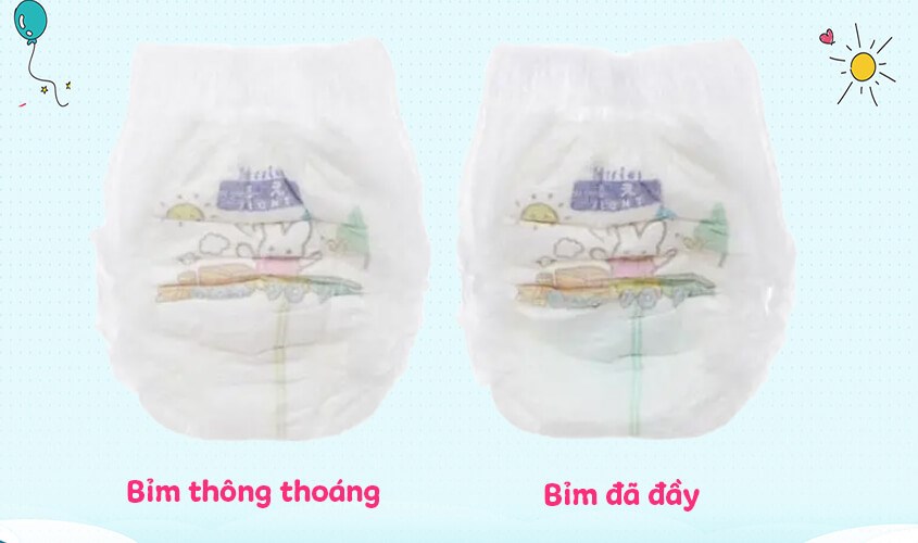 Khi bỉm đầy vạch báo đầy của Merries Jumbo ngã sang màu xanh
