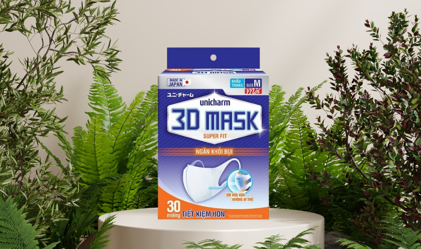 Hộp 30 cái khẩu trang y tế 3D Unicharm 2 lớp