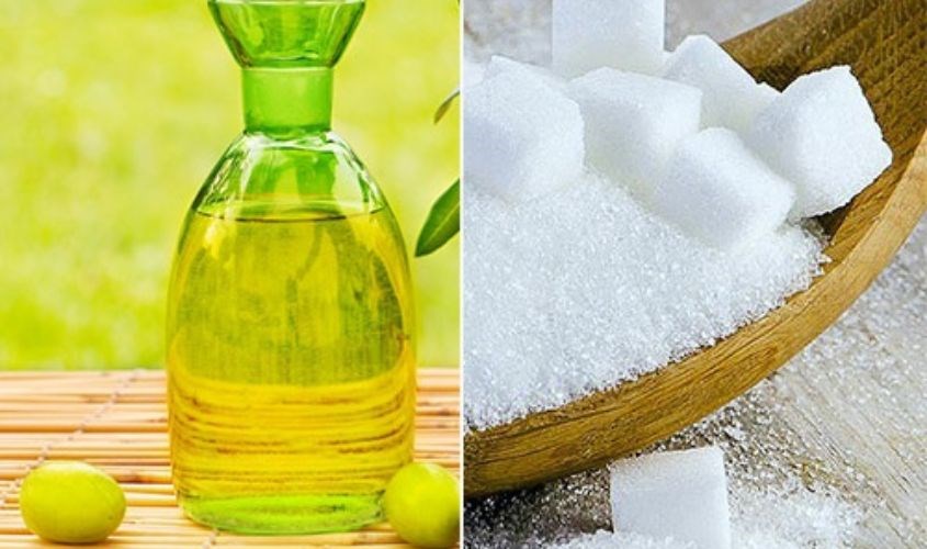 Đường và dầu oliu giúp tẩy da chết