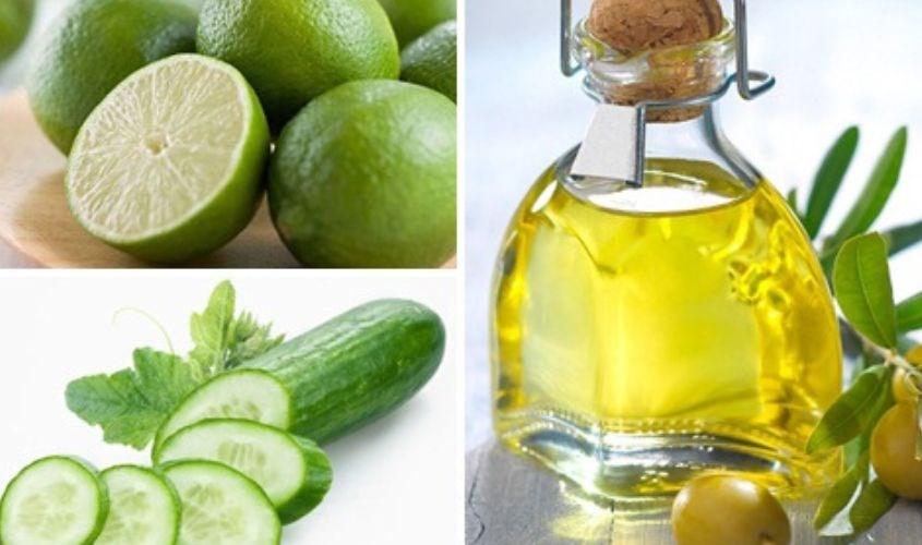 Dầu oliu, chanh tươi và dưa leo