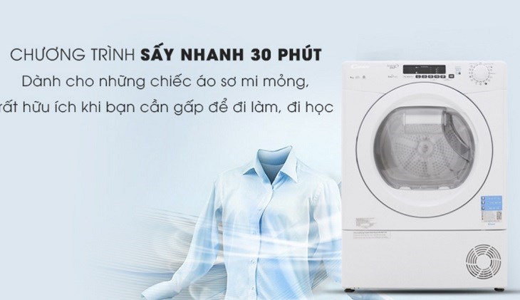 Candy 9kg Condenser Dryer GVS C9DE-S shortens clothes drying time effectively
