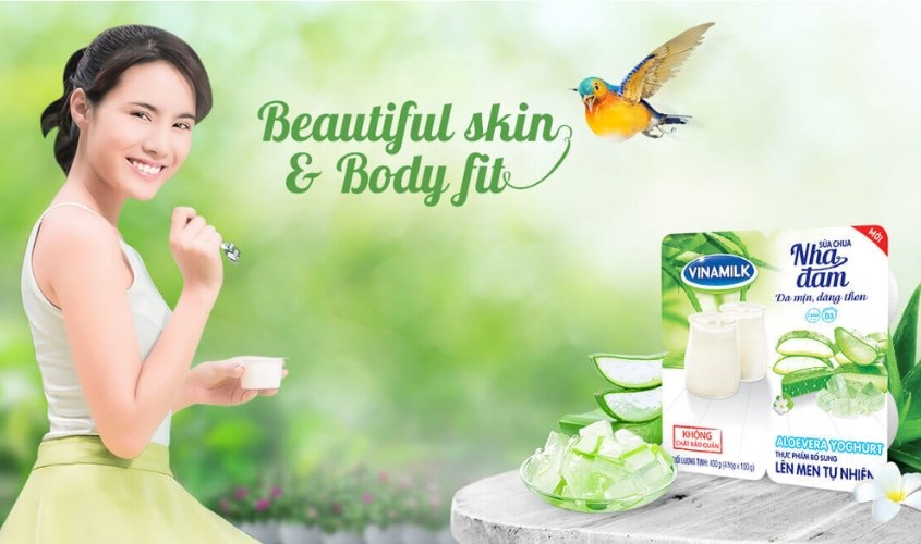 Lốc 4 hộp sữa chua trái cây Vinamilk vị nha đam 100g