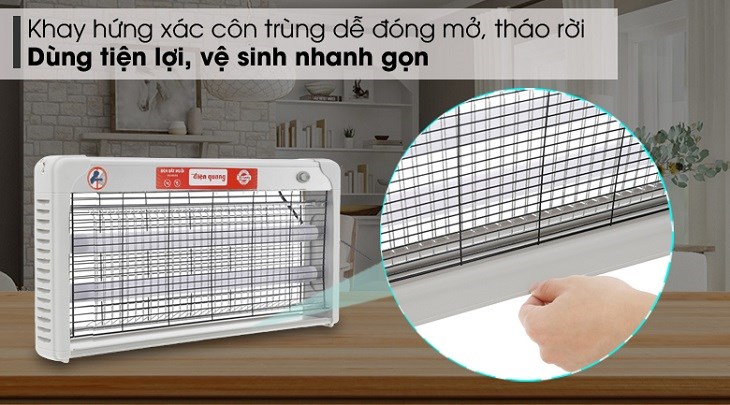 Đèn bắt muỗi Điện Quang ĐQ EML05L chất liệu an toàn vô cùng tiện lợi, vệ sinh nhanh gọn