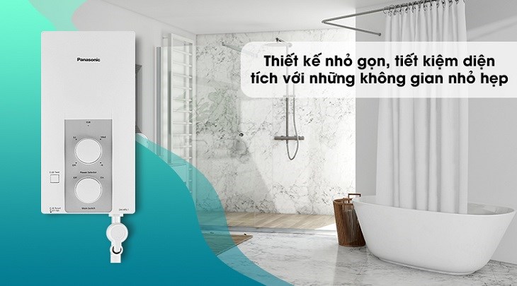 Máy nước nóng trực tiếp Panasonic 4500W DH-4RL1VW có thiết kế nhỏ gọn, phù hợp với mọi không gian nhà tắm