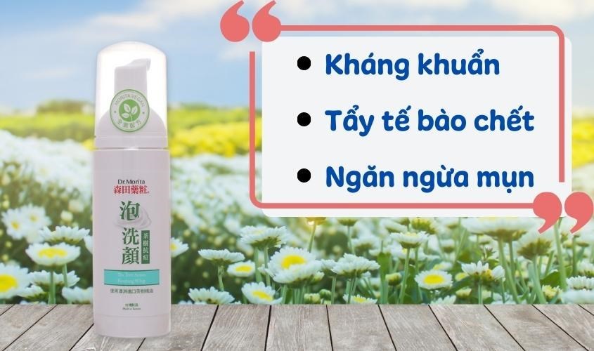 Bọt rửa mặt chiết xuất Tràm Trà cho da dầu mụn Dr. Morita Tea Tree Acnes Foaming Whip 145 ml