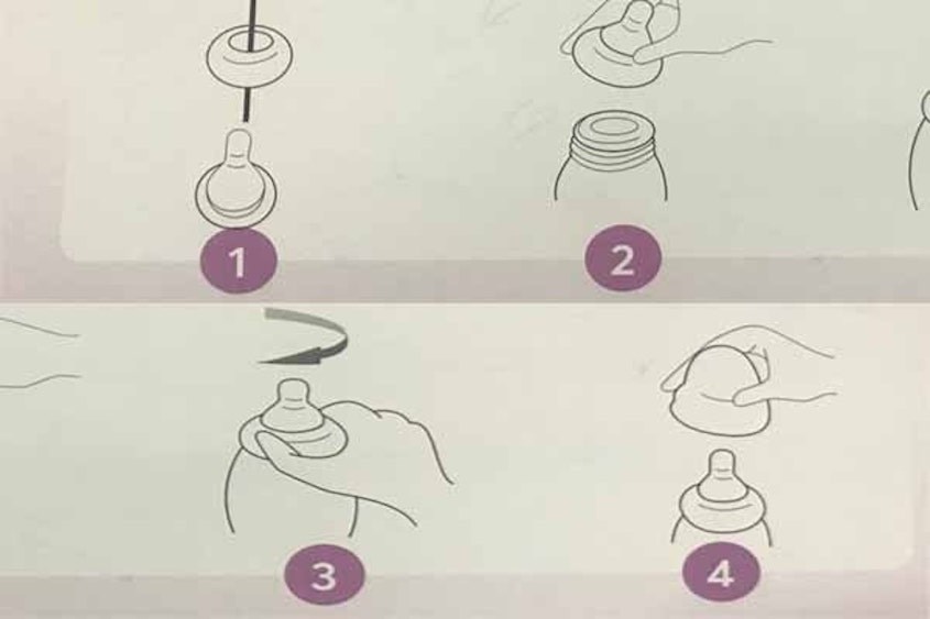 Cách lắp núm ti Pigeon vào bình sữa cổ hẹp
