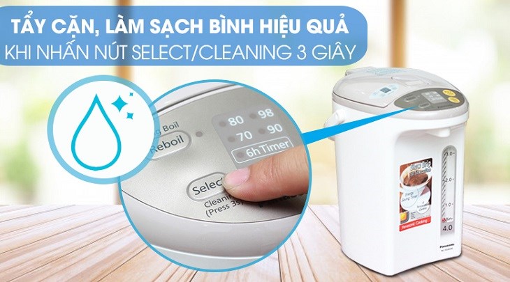 Bình thủy điện Panasonic NC-EG4000CSY 4 lít  có chức năng tự tẩy rửa cặn bẩn