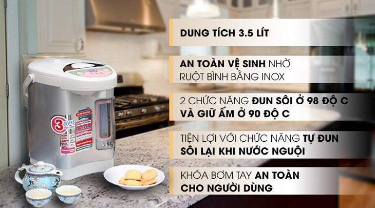 Bình thủy điện Sunhouse SH 1535 3.5 lít đa năng với dung tích lớn