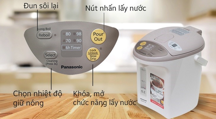 Bình thủy điện Panasonic NC-EG3000CSY 3 lít  có nhiều tính năng