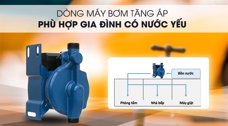 Trang bị Máy bơm nước tăng áp Kangaroo KG 125ZP 120W để tăng áp lực cho nguồn nước