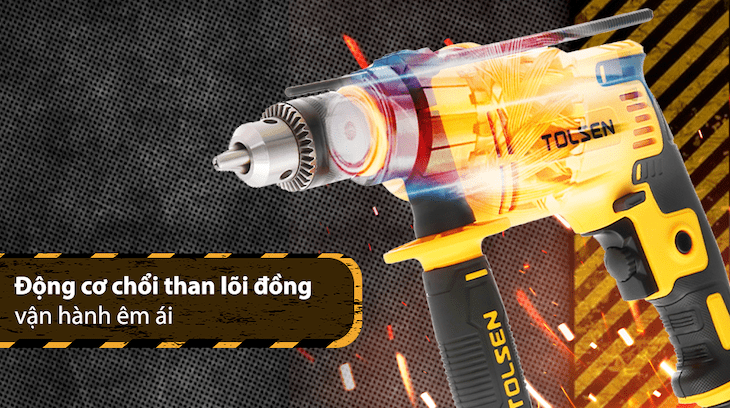 Máy khoan động lực điện Tolsen 79506 850W công suất 850W và tốc độ không tải tối đa đạt 3000 vòng/phút giúp thiết bị hoạt động liên tục trong thời gian dài
