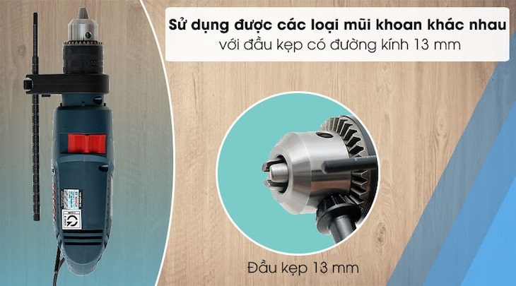 Máy khoan động lực pin Bosch GSB 120-LI 12V có đầu kẹp đường kính 13 mm, giữ mũi khoan chắc chắn hơn