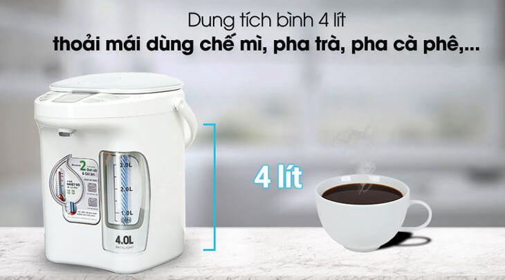 Bình thủy điện Kangaroo KG4K1 4 lít có dung tích 4 lít, đáp ứng nhu cầu dùng nước nóng cho gia đình đông thành viên