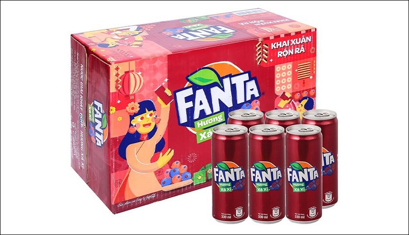 Thùng 24 lon nước giải khát Fanta vị xá xị 330 ml