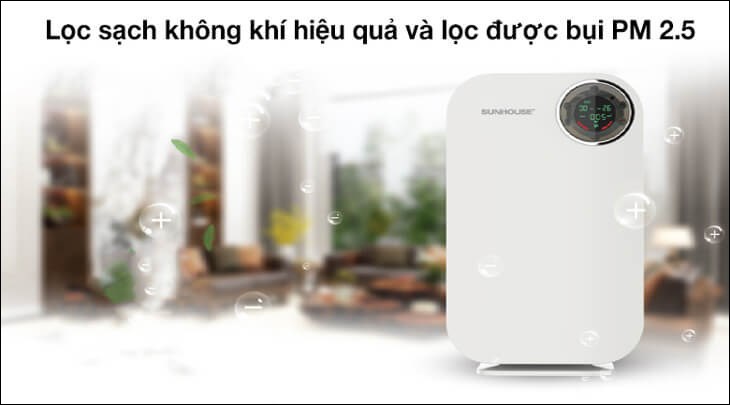 Máy lọc không khí Sunhouse được tích hợp cảm biến tự điều chỉnh hoạt động theo chất lượng không khí thực tế giúp lọc sạch không khí hiệu quả