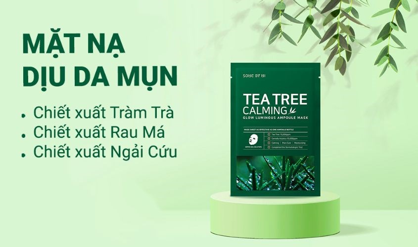 Mặt nạ giấy Tràm Trà cấp ẩm làm dịu da Some By Mi Tea Tree Calming 25g Mặt nạ giấy Tràm Trà cấp ẩm làm dịu da Some By Mi Tea Tree Calming 25g