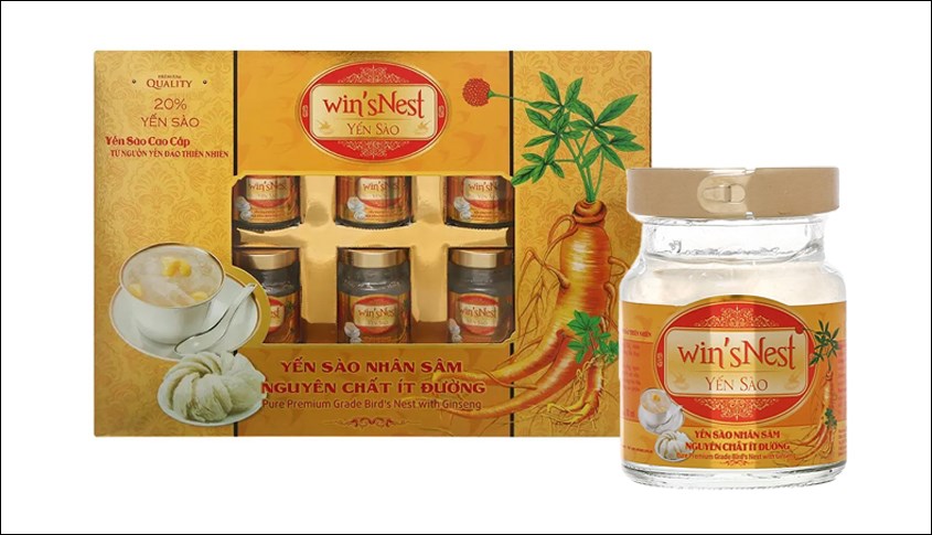 Hộp 6 hũ nước yến sào nhân sâm ít đường Win
