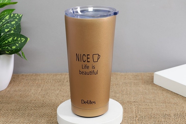 Ly giữ nhiệt inox 500 ml Delites Q10A có thiết kế dạng ly, giữ nhiệt tốt, dễ cầm nắm