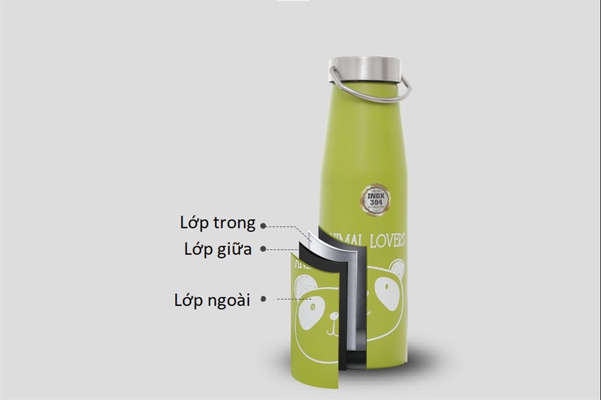 Bình giữ nhiệt inox 500 ml DMX BG003 có thiết kế 3 lớp giúp cách nhiệt tốt