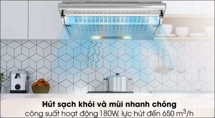 Máy hút mùi giúp loại bỏ mùi tanh hôi trong bếp hiệu quả