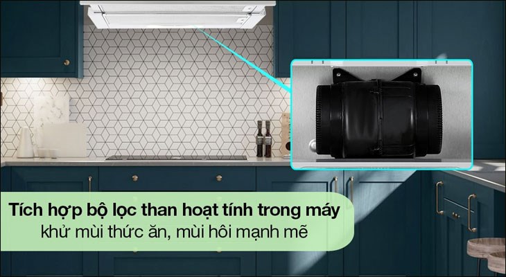 Máy hút mùi Hafele sở hữu bộ lọc than hoạt tính, giúp khử mùi hôi hiệu qu