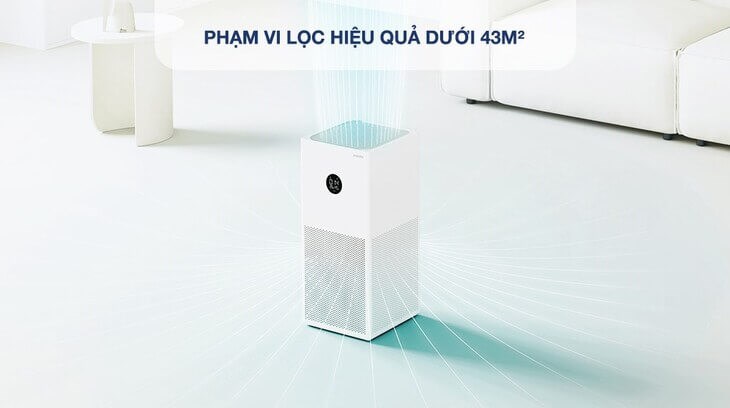 Máy lọc không khí Xiaomi Smart Air Purifier 4 lite có công suất 33W giúp lọc hiệu quả không gian phòng có diện tích 43m2