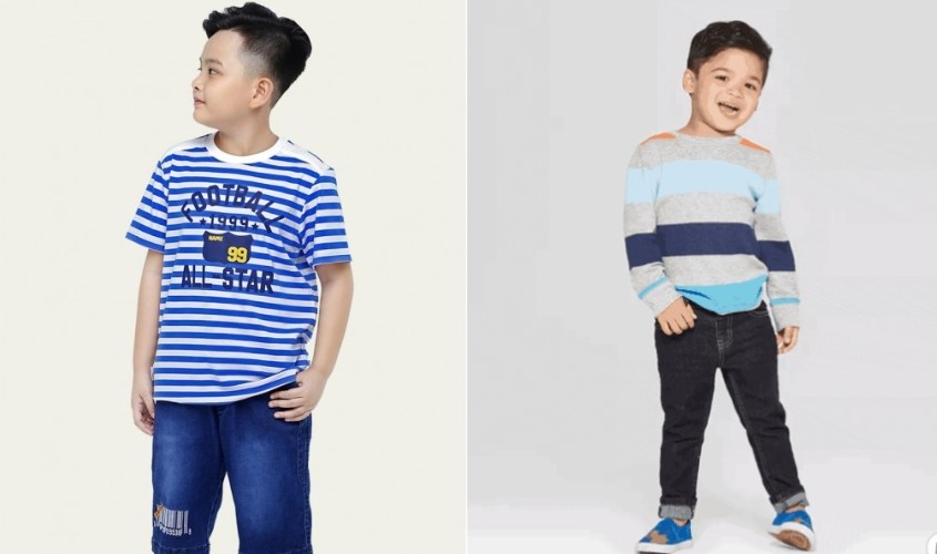 Áo thun sọc kết hợp cùng quần jean