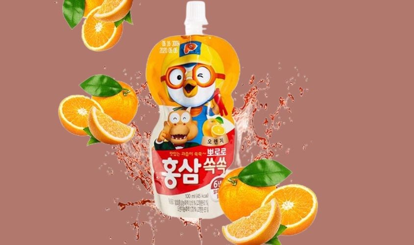 Nước ép trái cây Pororo hồng sâm vị cam 100 ml