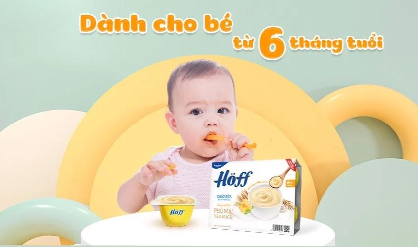 Lốc 6 hũ dinh dưỡng ăn dặm cháo sữa Hoff vị phô mai, yến mạch 55g