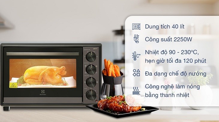 Lò nướng Electrolux EOT4022XFG 40 lít thuộc thương hiệu của Thụy Điển