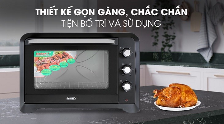 Lò nướng Sanaky LN.VH809S2D 80 lít sở hữu thiết kế gọn gàng, chắc chắn