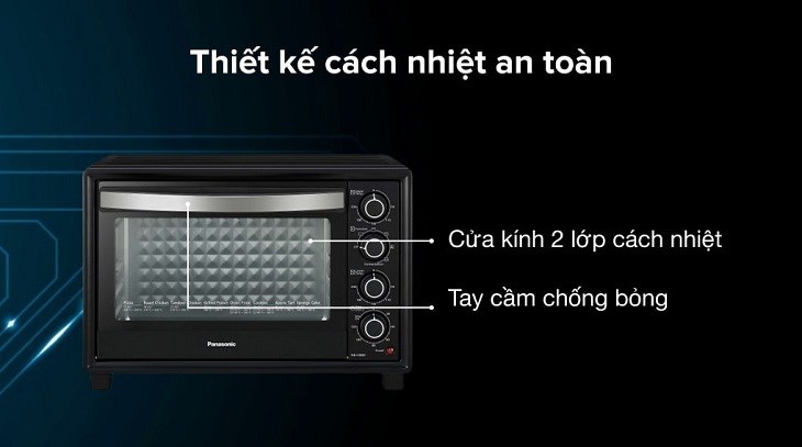 Lò nướng Panasonic NB-H3801KRA 38 lít có dung tích lớn trên 38 lít